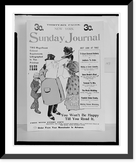 Historic Framed Print, New York Sunday Journal. The great diamond robbery..Brill.,  17-7/8" x 21-7/8"