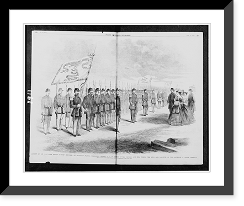 Historic Framed Print, Review of the volunteer troops in Fort Moultrie, on Sullivan's Island, Charleston Harbor, S.C., in the presence of Mrs.,  17-7/8" x 21-7/8"