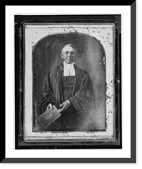 Historic Framed Print, [Occupational portrait of an unidentified clergyman, three-quarter length, facing front, holding Bible],  17-7/8" x 21-7/8"