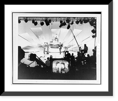 Historic Framed Print, Beatles rehearse for TV show,  17-7/8" x 21-7/8"