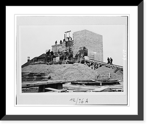 Historic Framed Print, Mehrst&ouml;ckiger Leitstand f&uuml;r Batterie-Anlage am Strand, im Bau - 2,  17-7/8" x 21-7/8"