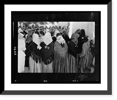Historic Framed Print, [Group of young women gathered for a religious procession in Ibiza] - 2,  17-7/8" x 21-7/8"