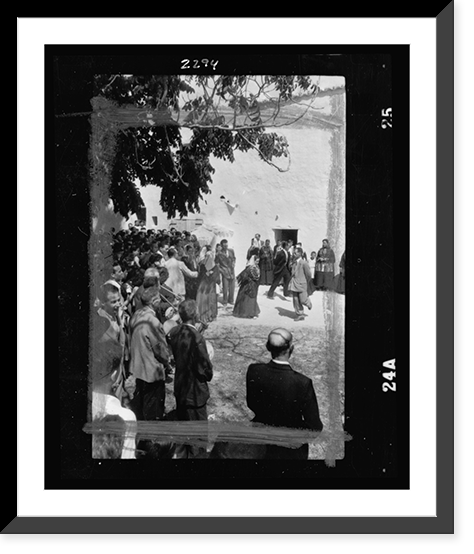 Historic Framed Print, [Men and women dancing in village street during a religious celebration in Ibiza],  17-7/8" x 21-7/8"