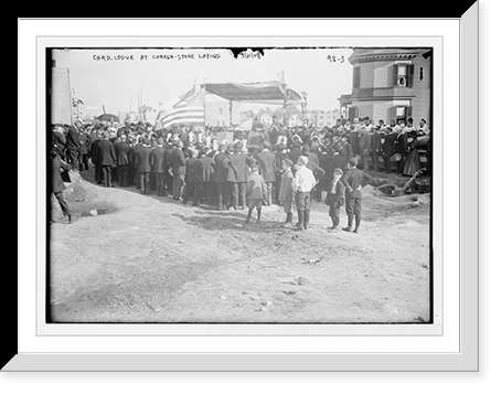 Historic Framed Print, Cardinal Logue laying corner-stone of St. Raymond's Church, Westchester, N.Y.,  17-7/8" x 21-7/8"