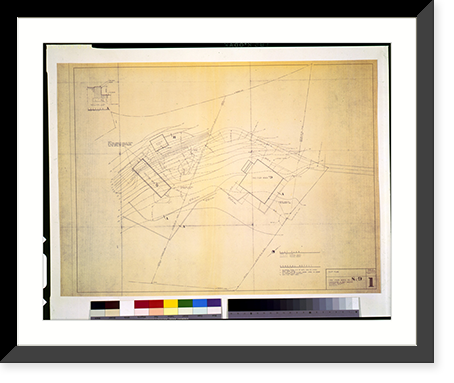 Historic Framed Print, Plot plan, Case Study House No. 8 & 9.Charles Eames & Eero Saarinen, Associate Architects, Bloomfield Hills, Michigan. - 2,  17-7/8" x 21-7/8"
