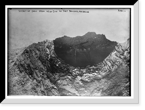 Historic Framed Print, Effect of shell from 42 cm gun on Fort Boussois, Maubeuge,  17-7/8" x 21-7/8"