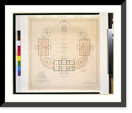 Historic Framed Print, [Alterations to the Executive Mansion, for Mrs. Benjamin Harrison, Pennsylvania Avenue, N.W., Washington, D.C. Site plan, with suggestions].F.D. Owen, Arch't., Washington, D.C. - 2,  17-7/8" x 21-7/8"