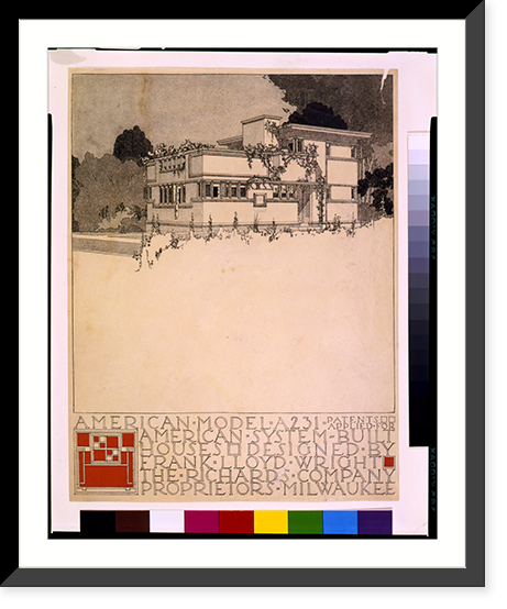 Historic Framed Print, [System of prefabricated houses (American System-Built Houses") for the Richards Company Proprietors,  Milwaukee. American Model A231,  front and side]",  17-7/8" x 21-7/8"