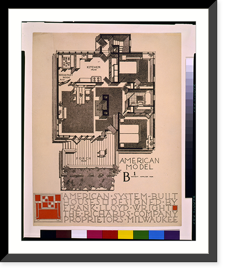 Historic Framed Print, [System of prefabricated houses (American System-Built Houses") for the Richards Company Proprietors,  Milwaukee. American Model B1,  ground floor]",  17-7/8" x 21-7/8"