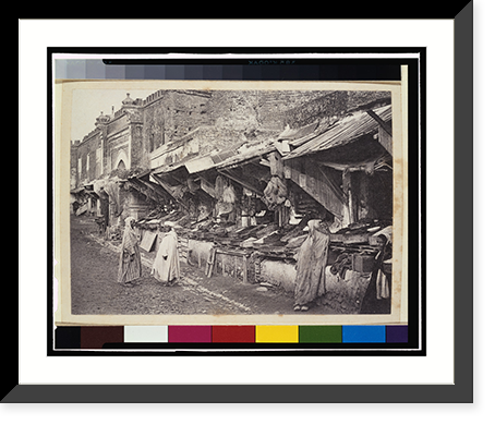 Historic Framed Print, Un Groupe de boutiques de fruits secs et l&eacute;gumes pr&egrave;s de Bab-Segma,  17-7/8" x 21-7/8"