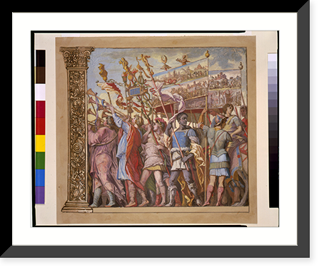 Historic Framed Print, [Triunph(us) Caesaris (The triumph of Julius Caesar), plate 1],  17-7/8" x 21-7/8"