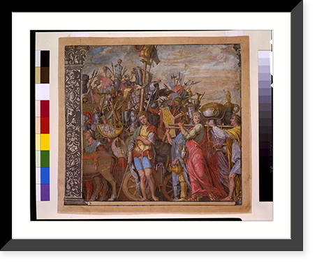 Historic Framed Print, [Triunph(us) Caesaris (The triumph of Julius Caesar), plate 3],  17-7/8" x 21-7/8"