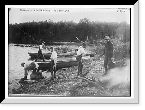 Historic Framed Print, Fishing in New Brunswick .  the Bean Bake,  17-7/8" x 21-7/8"