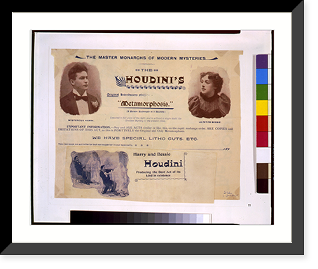 Historic Framed Print, [The Houdinis perform Metamorphosis] - 2,  17-7/8" x 21-7/8"