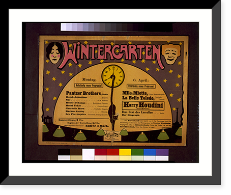 Historic Framed Print, [Houdini at the Wintergarten, Berlin],  17-7/8" x 21-7/8"