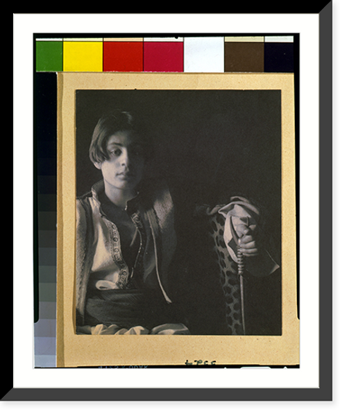 Historic Framed Print, [Kahlil Gibran in Middle Eastern(?) costume with leopard skin and staff, seated] - 2,  17-7/8" x 21-7/8"
