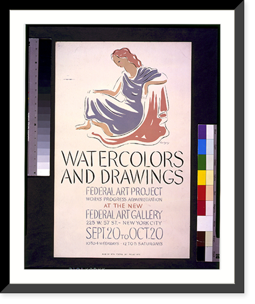 Historic Framed Print, Watercolors and drawings, Federal Art Project, Works Progress Administration, at the new Federal Art Gallery.herzog. - 2,  17-7/8" x 21-7/8"