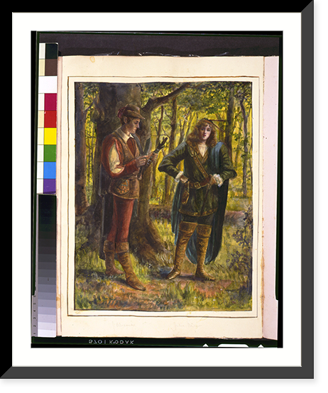 Scene from Shakespeare's As you like it, showing George Alexander and Julia Neilson standing in forest, Historic Print
