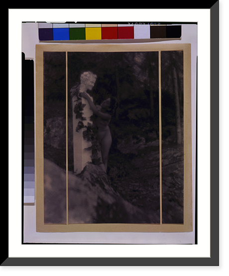 Nude youth with laurel wreath embracing Herm of Pan - 2, Vintage Wall Art