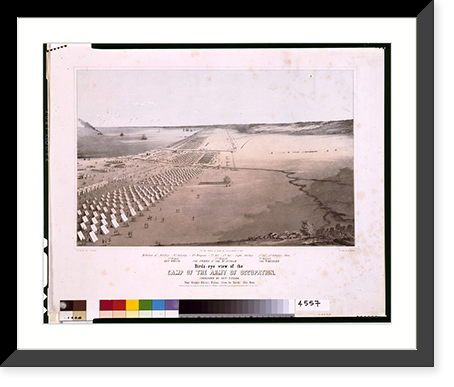 Birds-eye view of the camp of the army of occupation, commanded by Genl. Taylor, near Corpus Christi, Texas, (from the North) Oct. 1845.D.P. Whiting, Capt. 7th Inf. del. ; on stone by C. Parsons. -