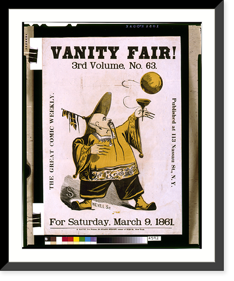 Historic Framed Print, Vanity Fair! 3rd volume, no. 63, for Saturday, March 9, 1861.HLS [monogram] ; Wevill sc.,  17-7/8" x 21-7/8"