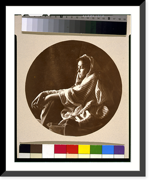 Historic Framed Print, [Young woman in Middle Eastern costume and jeweled headband, seated on floor] - 2,  17-7/8" x 21-7/8"