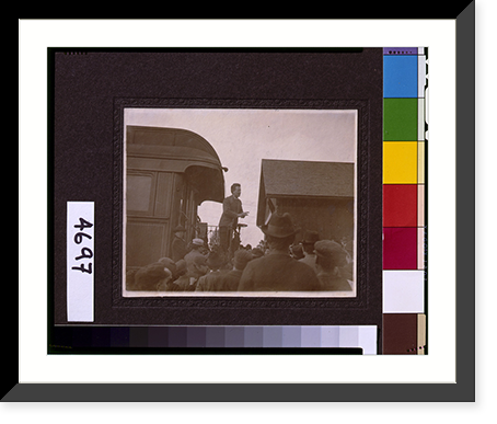 Robert M. La Follette speaking from rear platform of train in his campaign for governor - 2, Vintage Print
