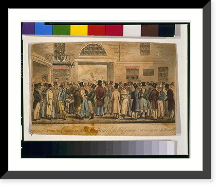 Monday after the Great St. Leger." or Heroes of the turf paying & recieving sic at Tattersalls.drawn & engraved by R. Cruikshank.", Historic Print