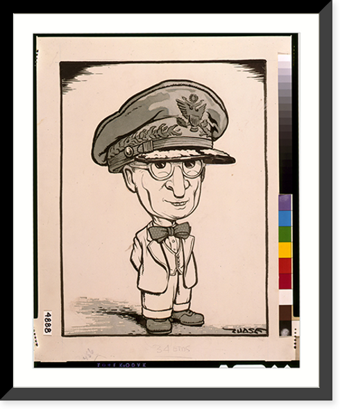 Historic Framed Print, [President Harry Truman wearing General's MacArthur's hat] - 2,  17-7/8" x 21-7/8"