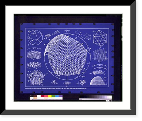 Historic Framed Print, Building construction - geodesic dome,  17-7/8" x 21-7/8"