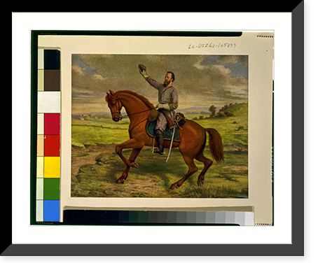 Thomas Jonathan Jackson, full-length portrait, on horseback, facing left, holding up hat in his right hand - 2, Antique Wall Art