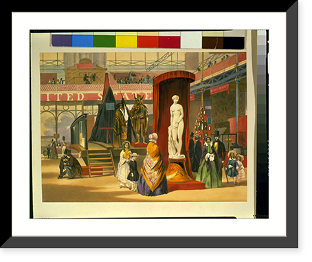 Statue of the Greek Slave in the east nave of the Great Exhibition, London, England, Vintage Poster