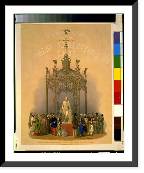 Crowd around statue of William Shakespeare at the Great Exhibition, London, England.Day & Son, lithrs. to the Queen, Antique Print