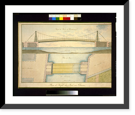 Plan et profil du pont en chaines. Profil du Pont de Panteleimon.par G. Traitteur ; grav&eacute; dans la lith. des voies de communication par Ivanoff, Antique Poster