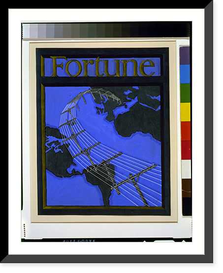 Cover proposal for Fortune magazine showing telephone lines spanning the globe, Vintage Print