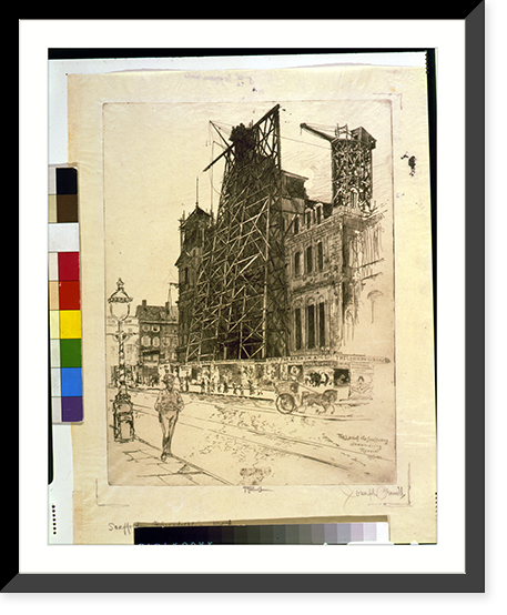 The last of the scaffolding drawn during removal.Pennell. - 2, Vintage Poster