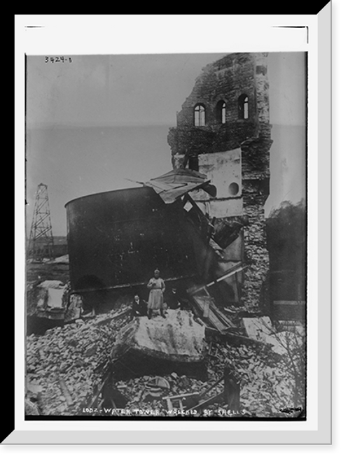 Historic Framed Print, Lodz .  Water Tower wrecked by shells,  17-7/8" x 21-7/8"
