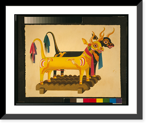 Historic Framed Print, [Two cremation bulls of Bali],  17-7/8" x 21-7/8"