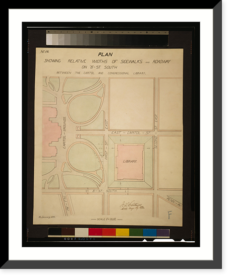 Library of Congress, Washington, D.C. Plan showing roadway and sidewalk widths, Vintage Wall Art