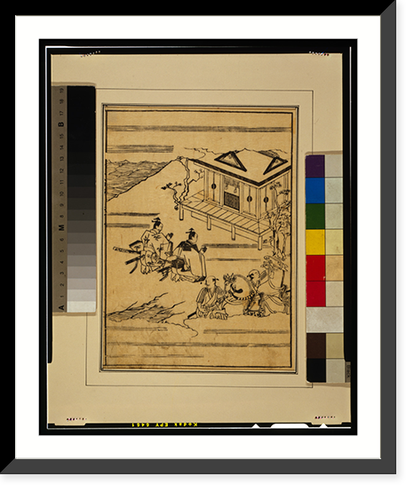 Scenes related to the Soga family - two warriors praying in front of a shrine while retainers hold their horses, Historic Reproduction