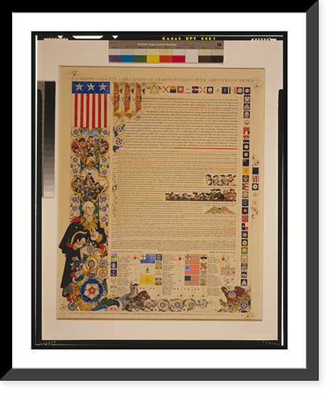 Historic Framed Print, Declaration of Independence of United States In Congress July 4, 1776. A declaration by the representatives of the United States of America.Arthur Szyk, New Canaan, 1950. - 2,  17-7/8" x 21-7/8"