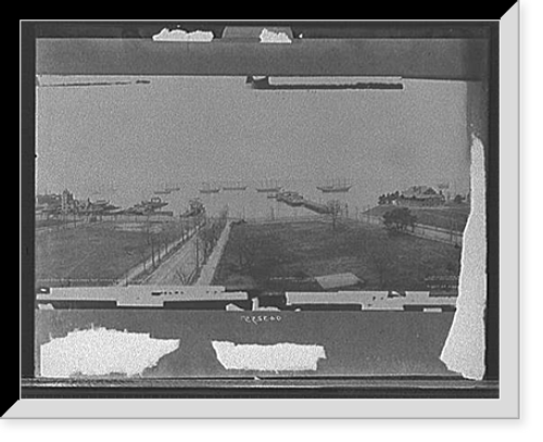 Historic Framed Print, Hampton Roads from the Warwick Hotel, Newport News, Va. - 3,  17-7/8" x 21-7/8"