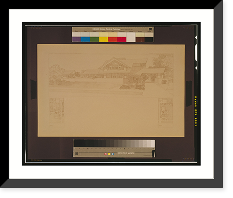 Historic Framed Print, Typisches billiges Wohnhaus f&uuml;r die Curtis Publishing Company.Frank Lloyd Wright.,  17-7/8" x 21-7/8"