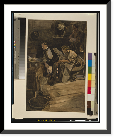The vigil continued far into the night, and until the gray dawn streaked the sky, Antique Poster