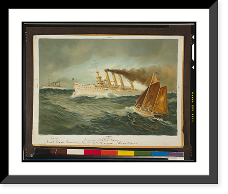 United States Navy First Class Cruisers New York and Brooklyn.The Werner Company, Akron, O, Antique Wall Art