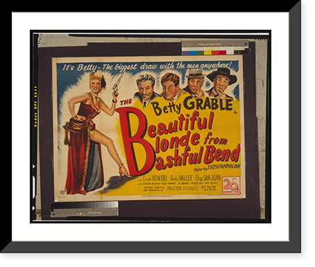 Historic Framed Print, Betty Grable in the beautiful blonde from Bashful Bend : It's Betty - the biggest draw with the men anywhere!,  17-7/8" x 21-7/8"
