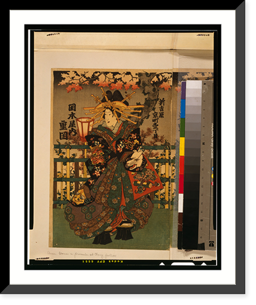 Historic Framed Print, Okamotoya uchi Shigeoka Sugataebiya uchi Sugatano : Tamaya uchi Hanamurasaki.,  17-7/8" x 21-7/8"