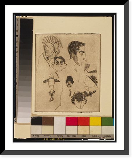 Caricature studies of Charlie Chaplin, Patsy Kelly, Eddie Cantor, William S. Hart, John Barrymore, and others - 2, Historic Print