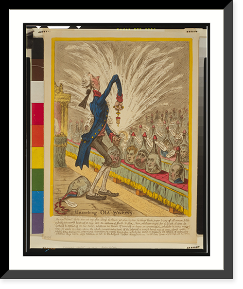 Historic Framed Print, Uncorking old sherry.Js. Gillrlay, inv. & fecit. - 4,  17-7/8" x 21-7/8"