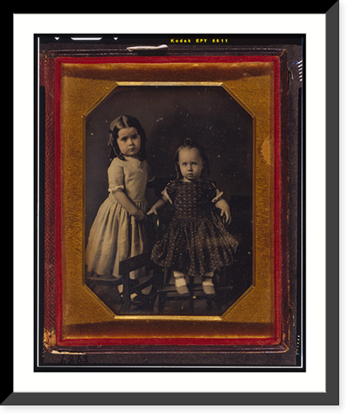 Historic Framed Print, [Elisa and John McAllister, children of W.Y. McAllister, Elisa standing on chair, John sitting in high chair],  17-7/8" x 21-7/8"